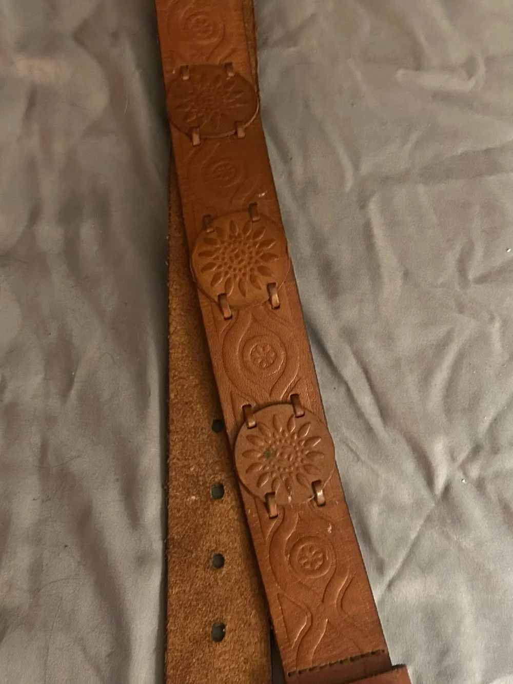 Women’s Embossed Brown Leather Belt